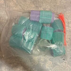 Green and Purple Hair Rollers Set